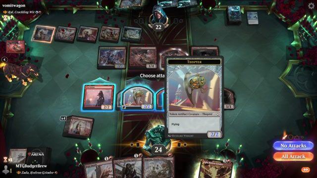 Watch MTG Arena Video Replay - Zada, Hedron Grinder by MTGBudgetBrew VS Ral, Crackling Wit by vomitwagon - Historic Brawl