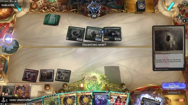 Watch MTG Arena Video Replay - Mardu Ultimatum	 by tayjay-plainswalker VS Mono Green Toxic by XABLAUZIN - Historic Play