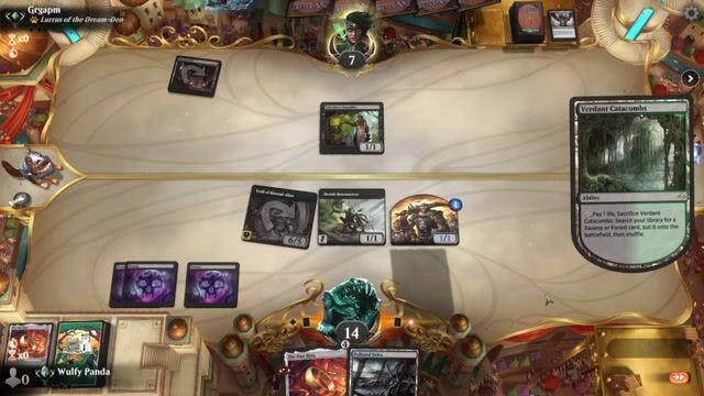 Watch MTG Arena Video Replay - Golgari Reanimator by Wulfy Panda VS Jund Storm by Grgapm - Timeless Traditional Ranked