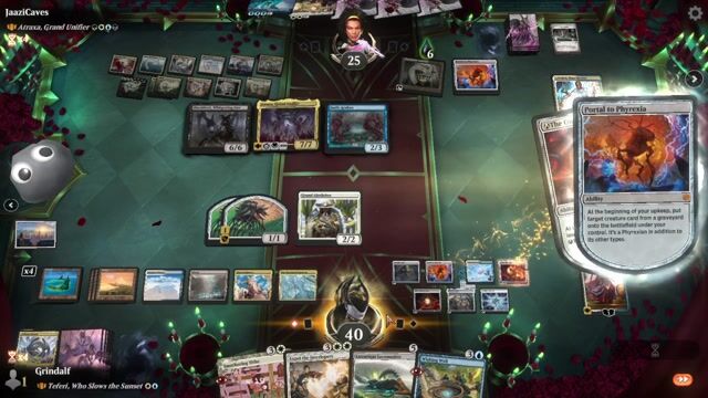 Watch MTG Arena Video Replay - Teferi, Who Slows the Sunset by Grindalf VS Atraxa, Grand Unifier by JaaziCaves - Historic Brawl