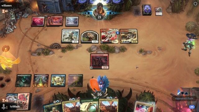 Watch MTG Arena Video Replay - 4 Color Heist by SylBlade VS Boros Humans by willames - Alchemy Play