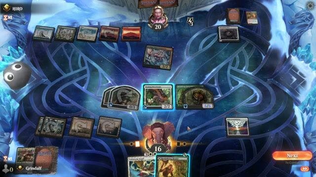 Watch MTG Arena Video Replay - GUW by Grindalf VS GRUW by HIRO - Premier Draft Ranked