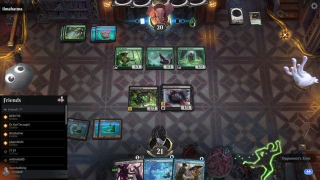 Watch MTG Arena Video Replay - Dimir Poison by Grindalf VS Mono Green by ilmahatma - Historic Challenge Match