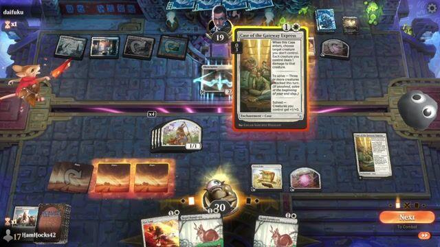 Watch MTG Arena Video Replay - Mono White Rabbits by HamHocks42 VS Azorius Artifacts by daifuku - Standard Play