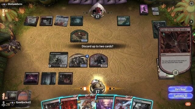 Watch MTG Arena Video Replay - Rakdos Midrange by HamHocks42 VS 5 Color Omnath by DioGambero - Timeless Traditional Ranked