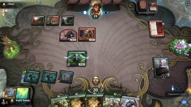 Watch MTG Arena Video Replay - Mono Green Devotion by Wulfy Panda VS Jund Midrange by cftsoc - Historic Traditional Ranked