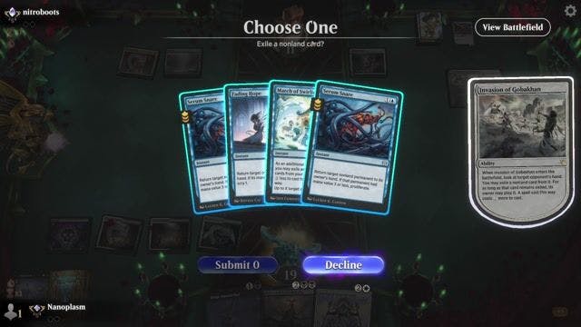 Watch MTG Arena Video Replay - Rogue by Nanoplasm VS Bant Poison by nitroboots - Standard Traditional Ranked