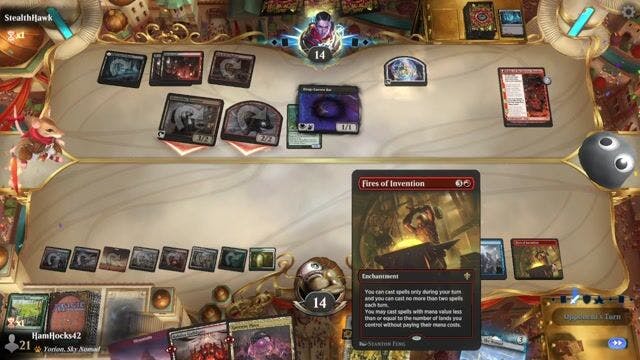 Watch MTG Arena Video Replay - 4 Color Scapeshift by HamHocks42 VS Rakdos Midrange by StealthHawk - Explorer Play