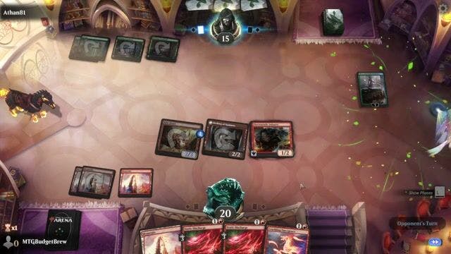 Watch MTG Arena Video Replay - Mono Red  by MTGBudgetBrew VS Mono Green by Athan81 - Historic Play