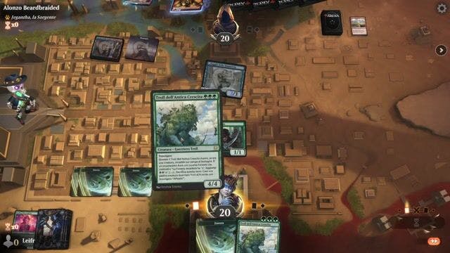 Watch MTG Arena Video Replay - Mono Green Devotion by Leifr VS Izzet Spells by Alonzo Beardbraided - Historic Play