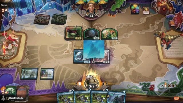 Watch MTG Arena Video Replay - Simic Merfolks by HamHocks42 VS Gruul Dinos by Steve - Standard Play