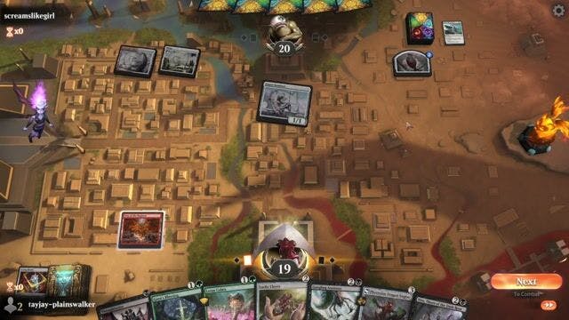 Watch MTG Arena Video Replay - Rakdos Midrange by tayjay-plainswalker VS Boros Aggro by screamslikegirl - Historic Play