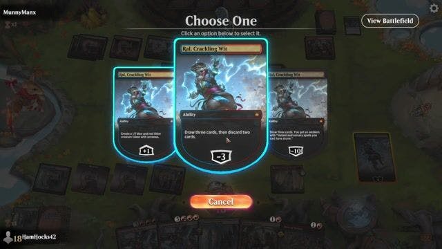 Watch MTG Arena Video Replay - Izzet Control by HamHocks42 VS Rakdos Lizards by MunnyManx - Standard Play