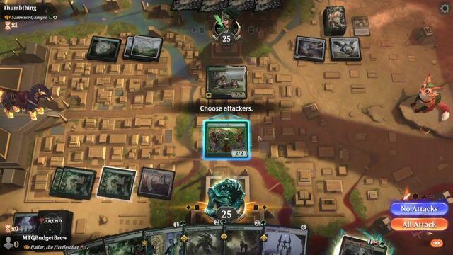 Watch MTG Arena Video Replay - Hallar, the Firefletcher by MTGBudgetBrew VS Samwise Gamgee by Thumbthing - Historic Brawl