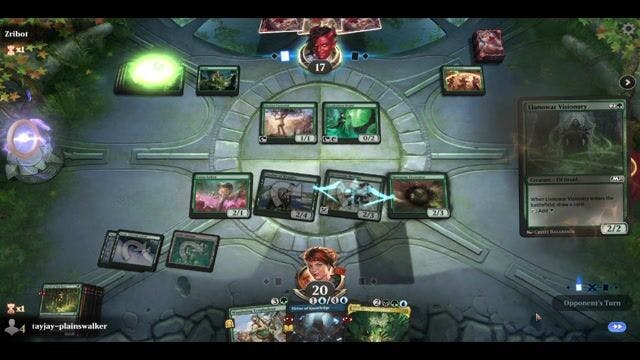 Watch MTG Arena Video Replay - 5 Color Midrange by tayjay-plainswalker VS Mono Green by Zribot - Historic Play