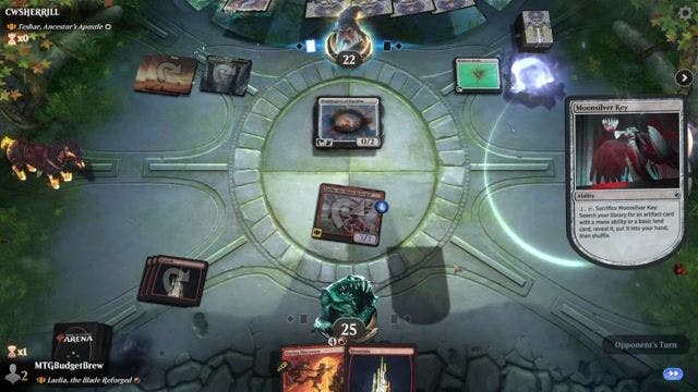 Watch MTG Arena Video Replay - Laelia, the Blade Reforged by MTGBudgetBrew VS Teshar, Ancestor's Apostle by CWSHERRILL - Historic Brawl