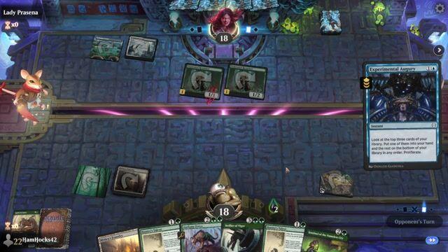 Watch MTG Arena Video Replay - Mono Green Counters by HamHocks42 VS Bant Poison by Lady Prasena - Standard Play