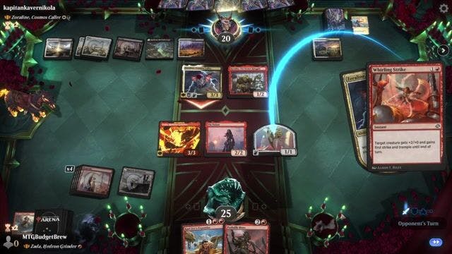 Watch MTG Arena Video Replay - Zada, Hedron Grinder by MTGBudgetBrew VS Zoraline, Cosmos Caller by kapitankavernikola - Historic Brawl