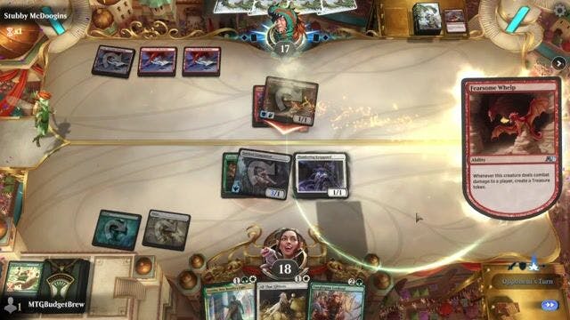 Watch MTG Arena Video Replay - Selesnya Enchantments by MTGBudgetBrew VS Mono Red Dragons by Stubby McDoogins - Historic Play