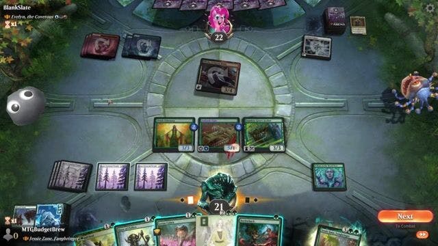 Watch MTG Arena Video Replay - Jessie Zane, Fangbringer by MTGBudgetBrew VS Evelyn, the Covetous by BlankSlate - Historic Brawl